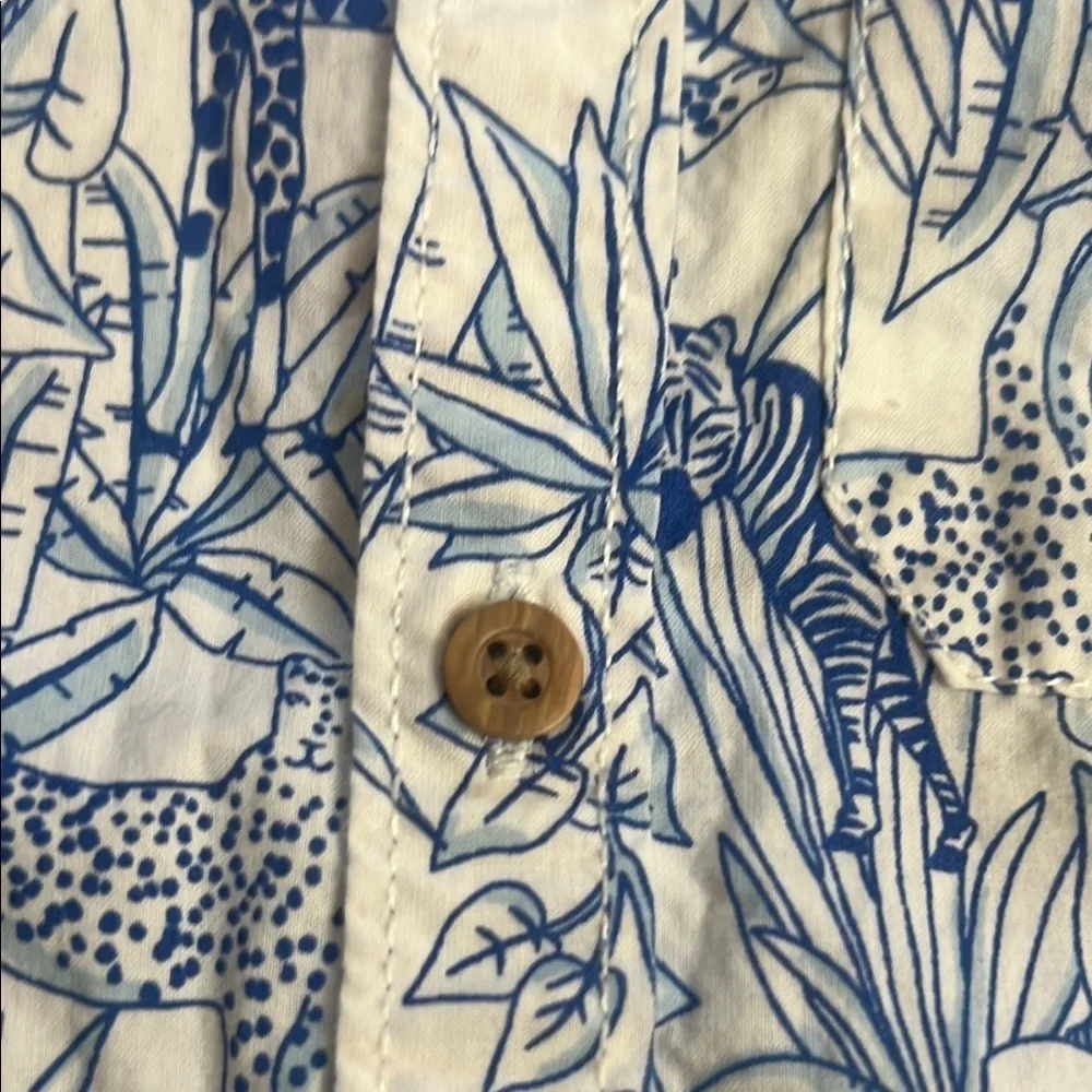 Carter's Blue and White Button Down Jungle Print
